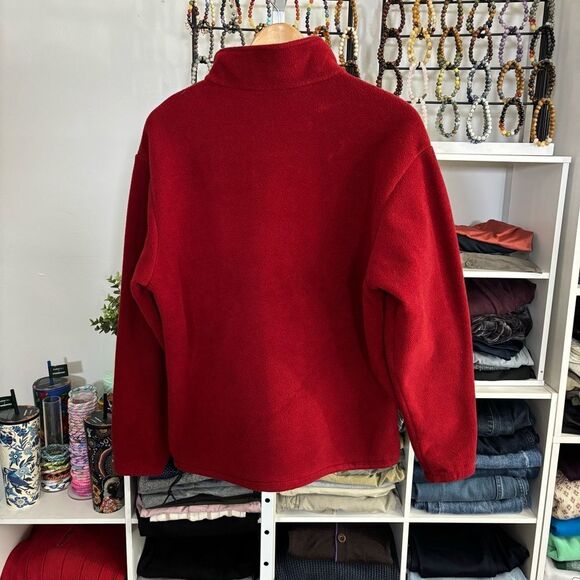 J. Crew Zip-Up Sweater fleece pullover 1/4 zip mens small Burgundy red cabincore - Picture 4 of 6